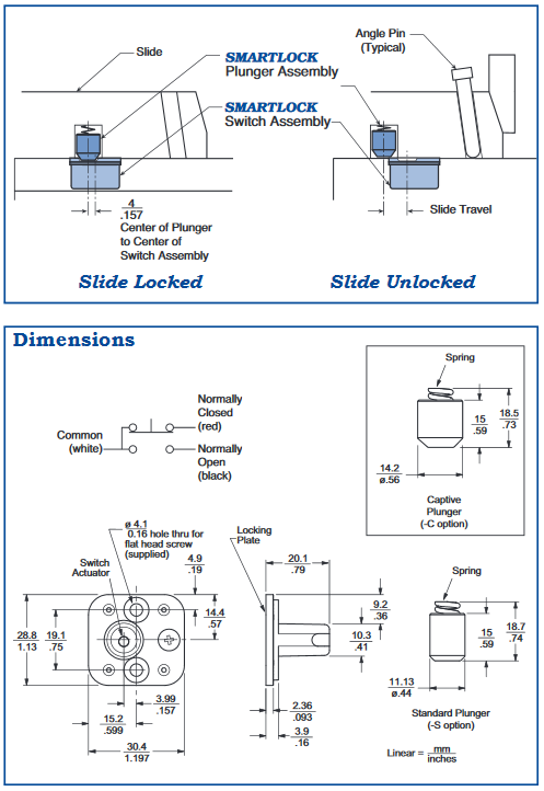 Smartlock Slide Retainer and Limit Switch