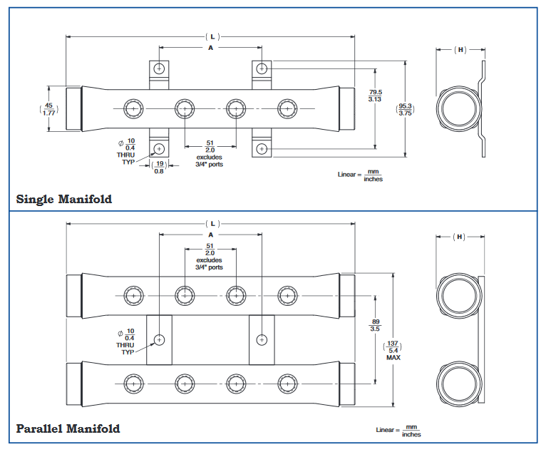 Stainless Steel Manifolds with Low Profile Ports (NPT Only)